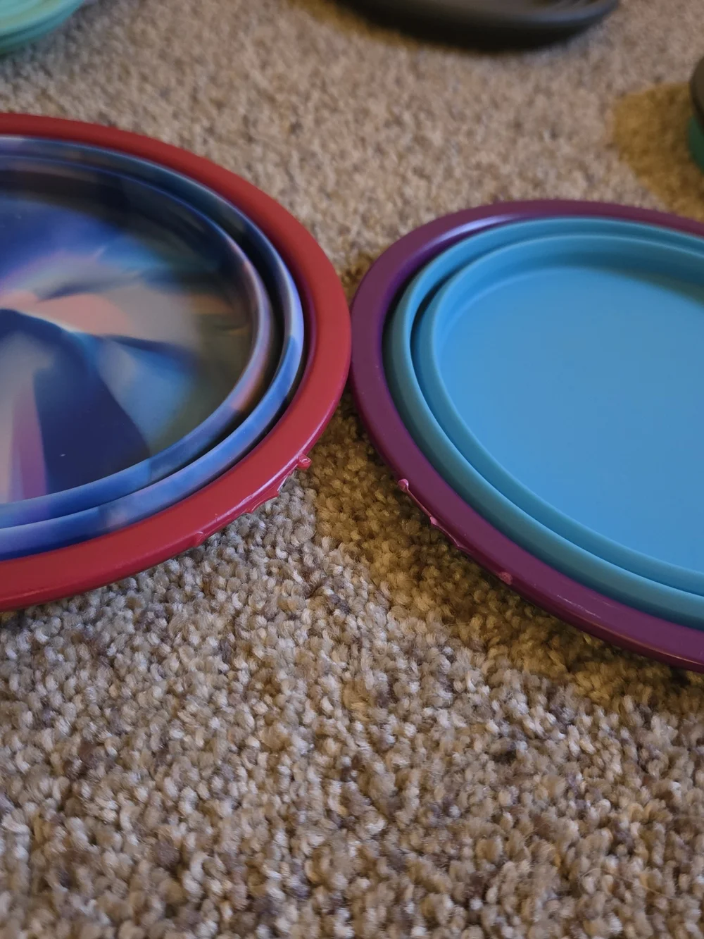 Collapsible Silicone Pet Bowls - Assorted Blue, Teal, Pink
